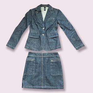 KENNETH COLE blue/black denim mini skirt suit, NWOT